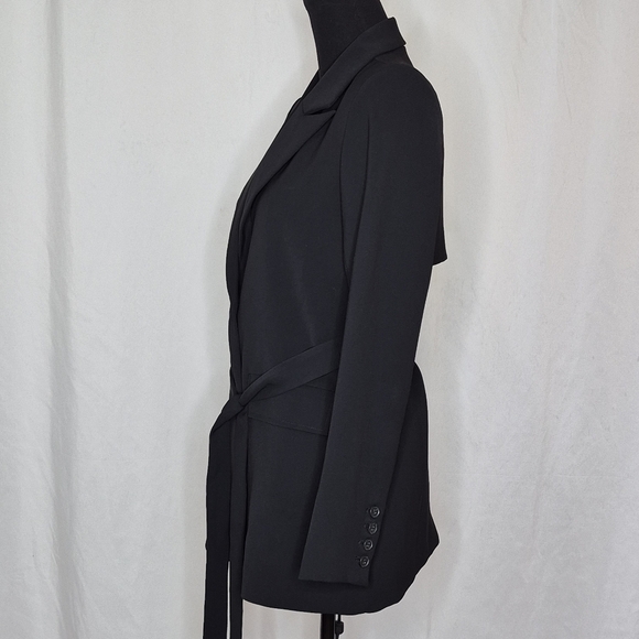 Good American Black Button-Front Trench Style Belted Blazer - Size 0/XS - Picture 3 of 16